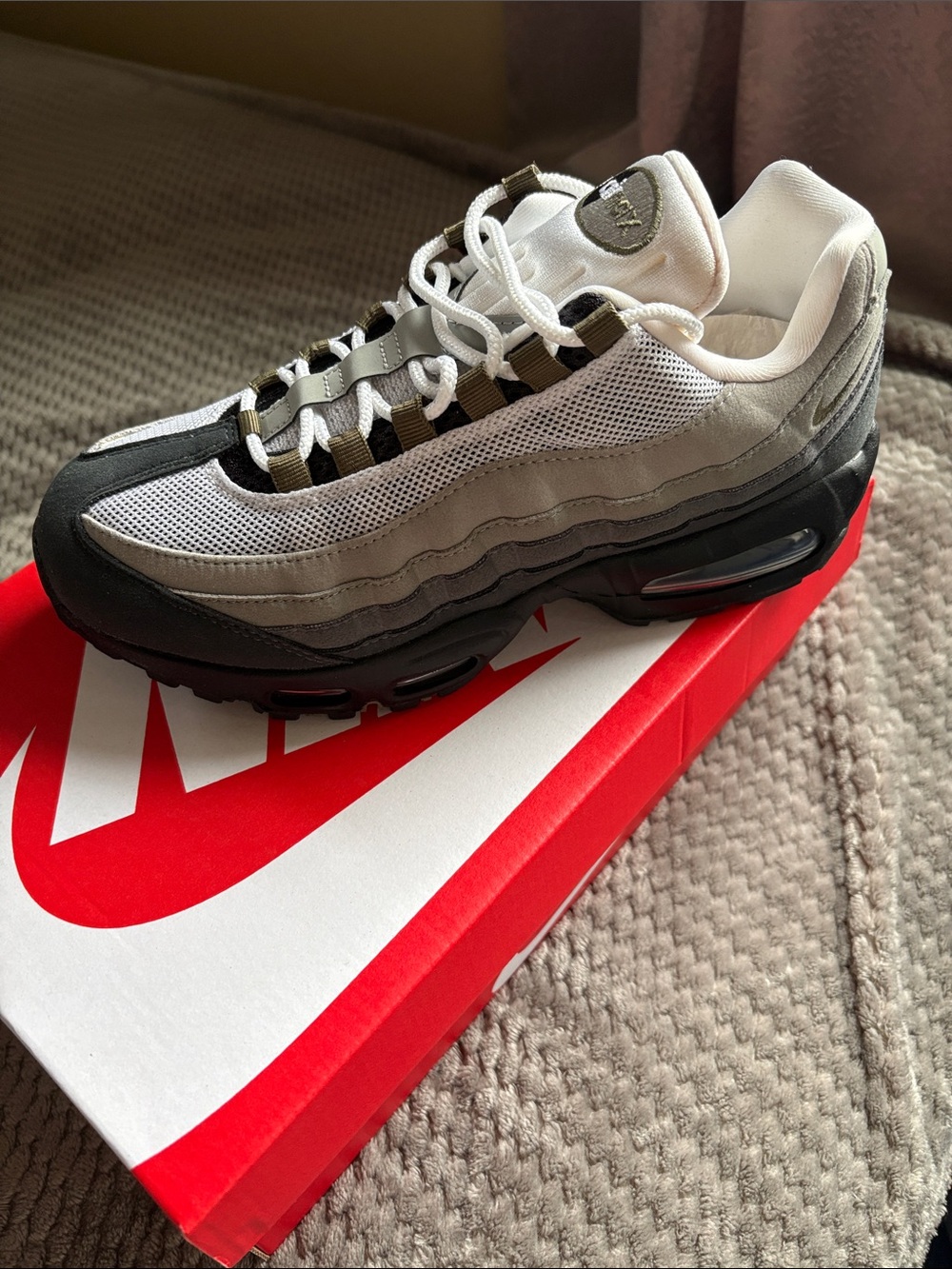 Nike Air Max 95 Sneakers - Gray, Black & White Olive, NEVER WORN